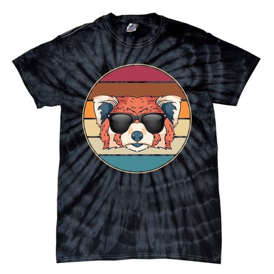 Funny Wild Animal Zoo Keeper Gift Retro Sunglasses Red Panda Tie-Dye T-Shirt