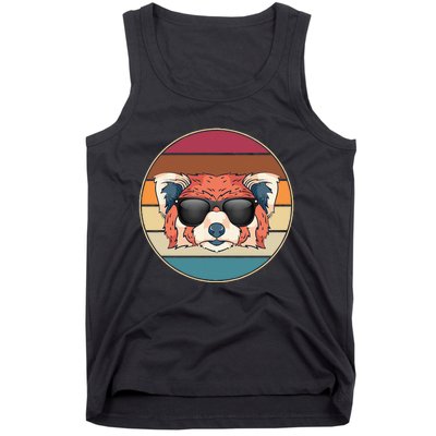 Funny Wild Animal Zoo Keeper Gift Retro Sunglasses Red Panda Tank Top