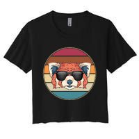 Funny Wild Animal Zoo Keeper Gift Retro Sunglasses Red Panda Women's Crop Top Tee