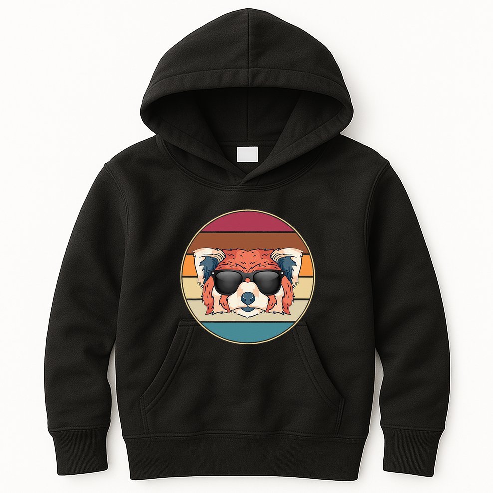 Funny Wild Animal Zoo Keeper Gift Retro Sunglasses Red Panda Kids Hoodie