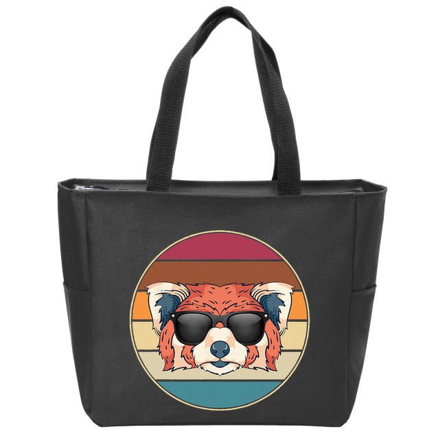 Funny Wild Animal Zoo Keeper Gift Retro Sunglasses Red Panda Zip Tote Bag