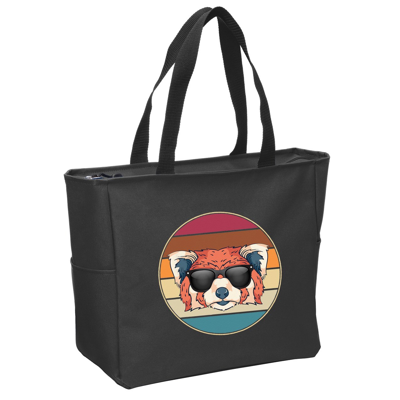 Funny Wild Animal Zoo Keeper Gift Retro Sunglasses Red Panda Zip Tote Bag