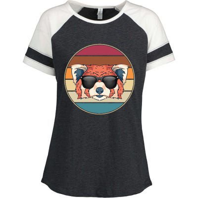 Funny Wild Animal Zoo Keeper Gift Retro Sunglasses Red Panda Enza Ladies Jersey Colorblock Tee