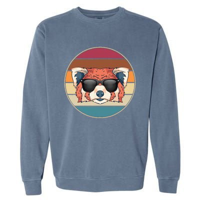 Funny Wild Animal Zoo Keeper Gift Retro Sunglasses Red Panda Garment-Dyed Sweatshirt