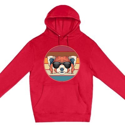 Funny Wild Animal Zoo Keeper Gift Retro Sunglasses Red Panda Premium Pullover Hoodie