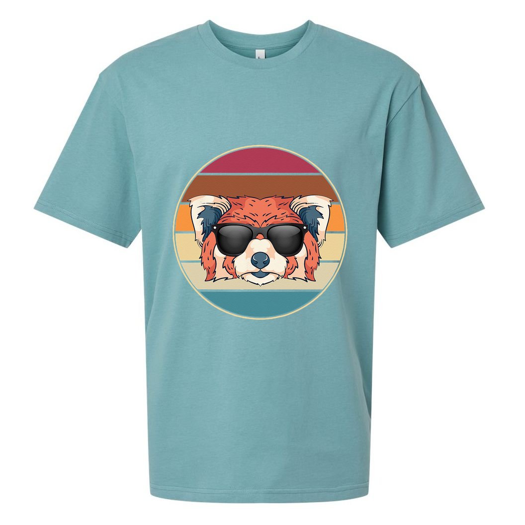 Funny Wild Animal Zoo Keeper Gift Retro Sunglasses Red Panda Sueded Cloud Jersey T-Shirt