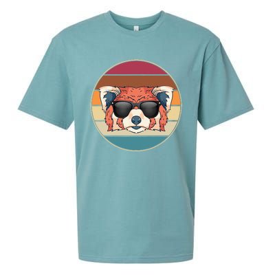 Funny Wild Animal Zoo Keeper Gift Retro Sunglasses Red Panda Sueded Cloud Jersey T-Shirt