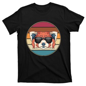 Funny Wild Animal Zoo Keeper Gift Retro Sunglasses Red Panda T-Shirt