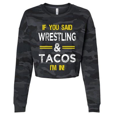 Funny Wrestling And Tacos Novelty Sports Gift Cropped Pullover Crew