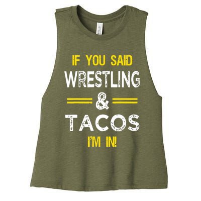 Funny Wrestling And Tacos Novelty Sports Gift Women's Racerback Cropped Tank