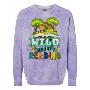 Funny Wild About Reading Book Lover Reading Fan Colorblast Crewneck Sweatshirt