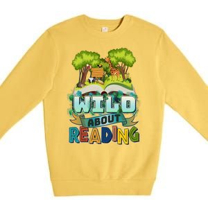 Funny Wild About Reading Book Lover Reading Fan Premium Crewneck Sweatshirt