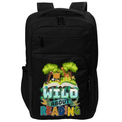 Funny Wild About Reading Book Lover Reading Fan Impact Tech Backpack