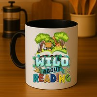 Funny Wild About Reading Book Lover Reading Fan Mug
