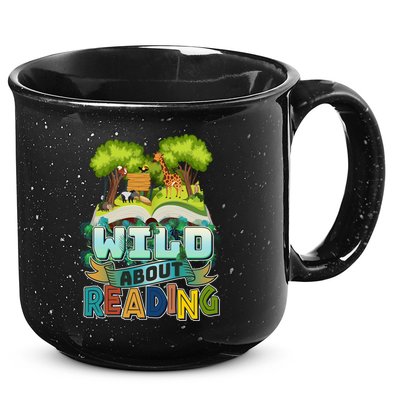 Funny Wild About Reading Book Lover Reading Fan 15oz Campfire Ceramic Mug