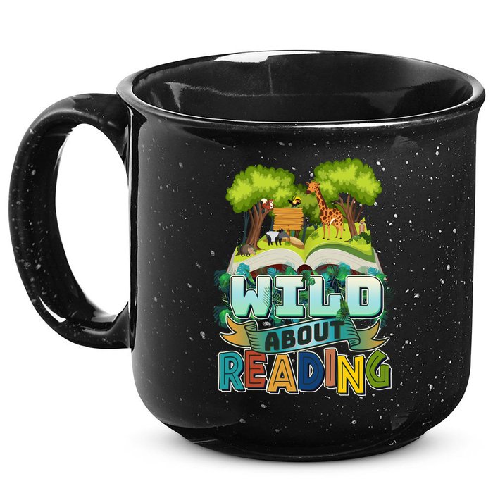 Funny Wild About Reading Book Lover Reading Fan 15oz Campfire Ceramic Mug
