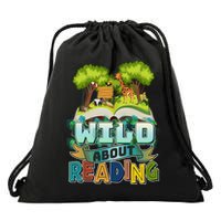 Funny Wild About Reading Book Lover Reading Fan Drawstring Bag
