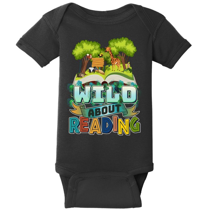 Funny Wild About Reading Book Lover Reading Fan Baby Bodysuit