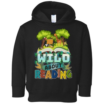 Funny Wild About Reading Book Lover Reading Fan Toddler Hoodie