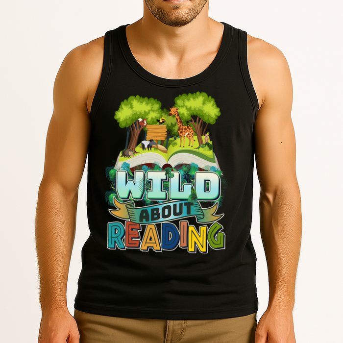 Funny Wild About Reading Book Lover Reading Fan Tank Top