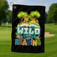 Funny Wild About Reading Book Lover Reading Fan Golf Towel