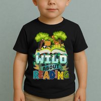Funny Wild About Reading Book Lover Reading Fan Toddler T-Shirt