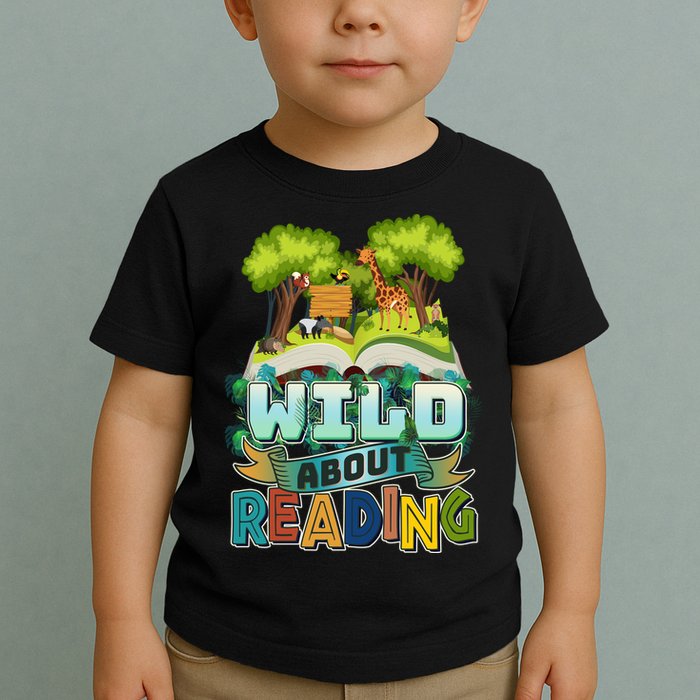 Funny Wild About Reading Book Lover Reading Fan Toddler T-Shirt