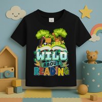 Funny Wild About Reading Book Lover Reading Fan Toddler T-Shirt