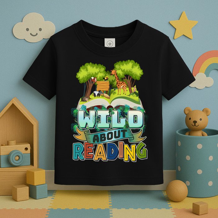 Funny Wild About Reading Book Lover Reading Fan Toddler T-Shirt
