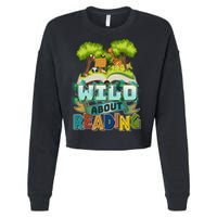 Funny Wild About Reading Book Lover Reading Fan Cropped Pullover Crew