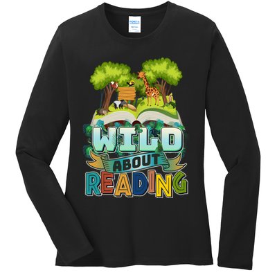Funny Wild About Reading Book Lover Reading Fan Ladies Long Sleeve Shirt
