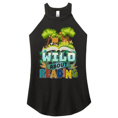 Funny Wild About Reading Book Lover Reading Fan Women's Perfect Tri Rocker Tank