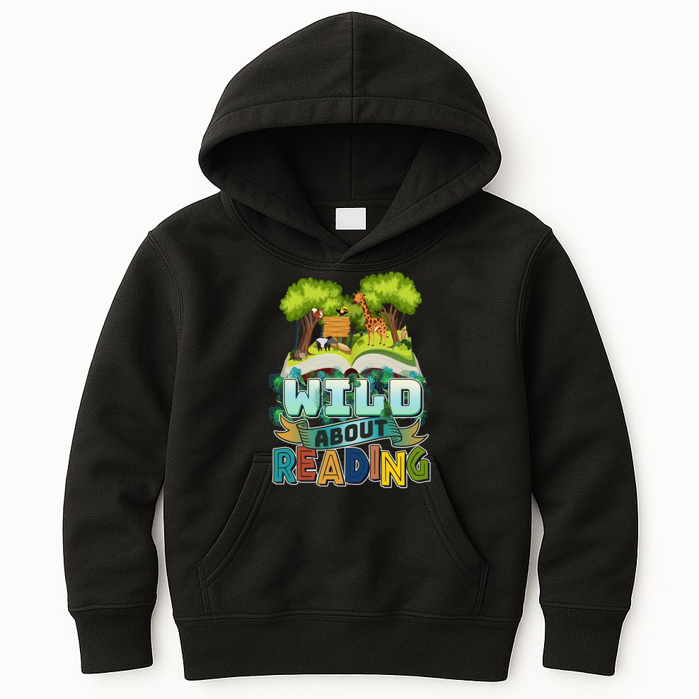 Funny Wild About Reading Book Lover Reading Fan Kids Hoodie