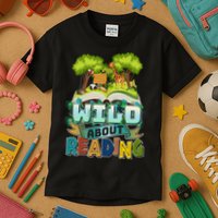 Funny Wild About Reading Book Lover Reading Fan Kids T-Shirt