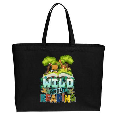 Funny Wild About Reading Book Lover Reading Fan Cotton Canvas Jumbo Tote