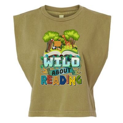 Funny Wild About Reading Book Lover Reading Fan Garment-Dyed Women's Muscle Tee
