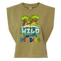 Funny Wild About Reading Book Lover Reading Fan Garment-Dyed Women's Muscle Tee