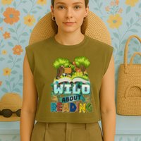 Funny Wild About Reading Book Lover Reading Fan Garment-Dyed Women's Muscle Tee
