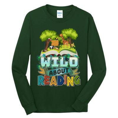 Funny Wild About Reading Book Lover Reading Fan Tall Long Sleeve T-Shirt