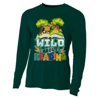 Funny Wild About Reading Book Lover Reading Fan Cooling Performance Long Sleeve Crew