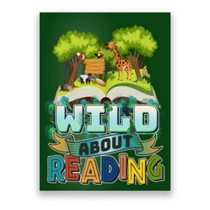 Funny Wild About Reading Book Lover Reading Fan Poster