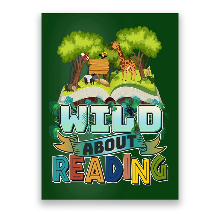 Funny Wild About Reading Book Lover Reading Fan Poster