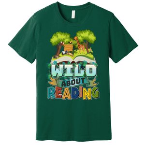 Funny Wild About Reading Book Lover Reading Fan Premium T-Shirt