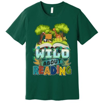 Funny Wild About Reading Book Lover Reading Fan Premium T-Shirt