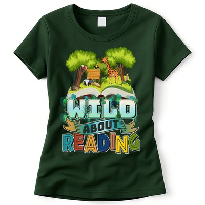 Funny Wild About Reading Book Lover Reading Fan Womens T-Shirt