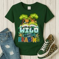 Funny Wild About Reading Book Lover Reading Fan Womens T-Shirt
