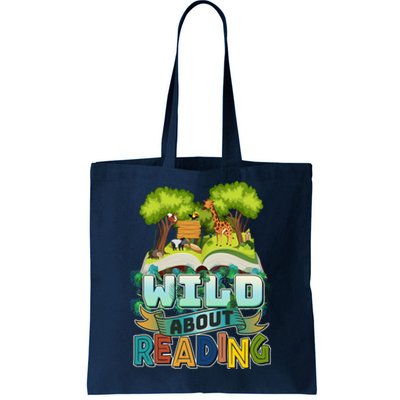 Funny Wild About Reading Book Lover Reading Fan Tote Bag