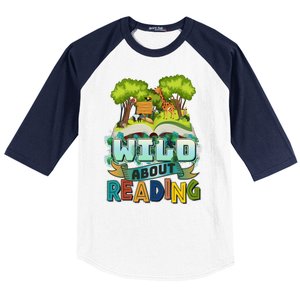 Funny Wild About Reading Book Lover Reading Fan Baseball Sleeve Shirt