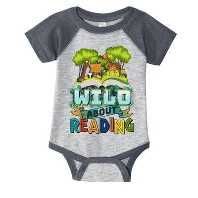 Funny Wild About Reading Book Lover Reading Fan Infant Baby Jersey Bodysuit