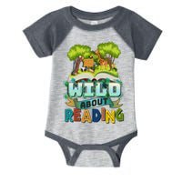 Funny Wild About Reading Book Lover Reading Fan Infant Baby Jersey Bodysuit